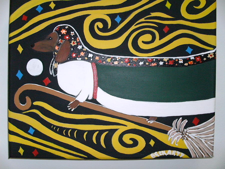 Dachshund Kitchen Witch Painting by Becky Jenney Dachshund Kitchen Witch Painting by Becky Jenney