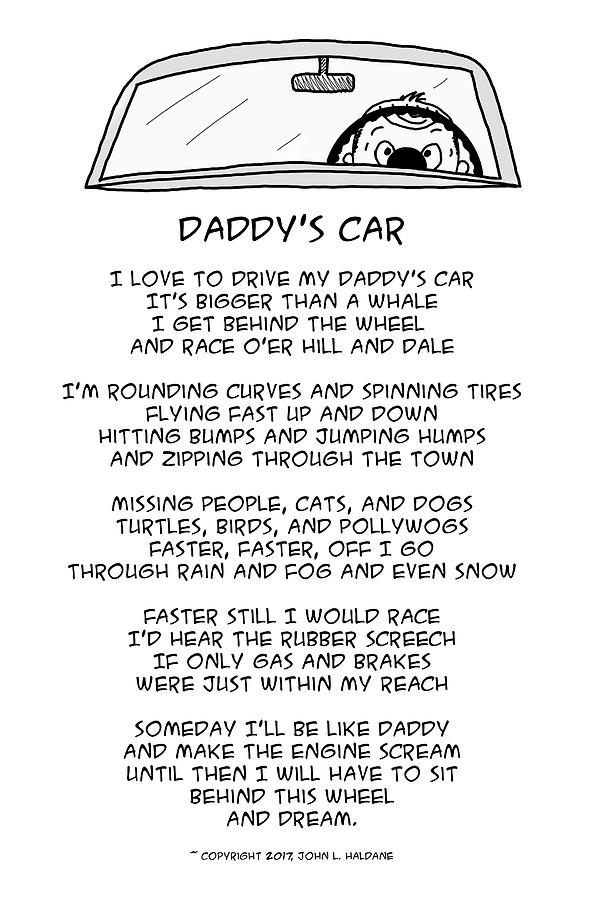 Daddys Car Drawing by John Haldane