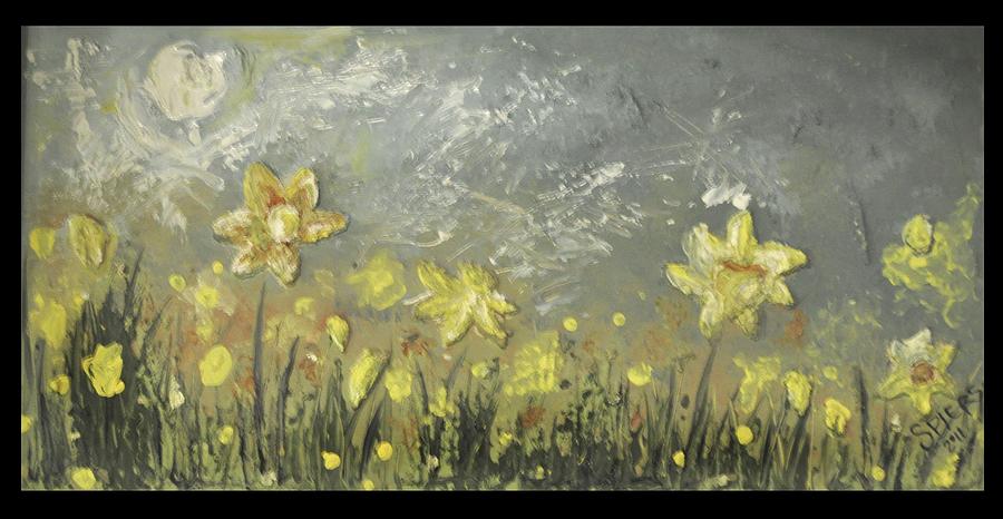 Daddys Daffodils Painting by Amanda Sanford