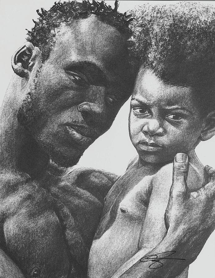 Black And White Drawing - Daddys Home by Curtis James