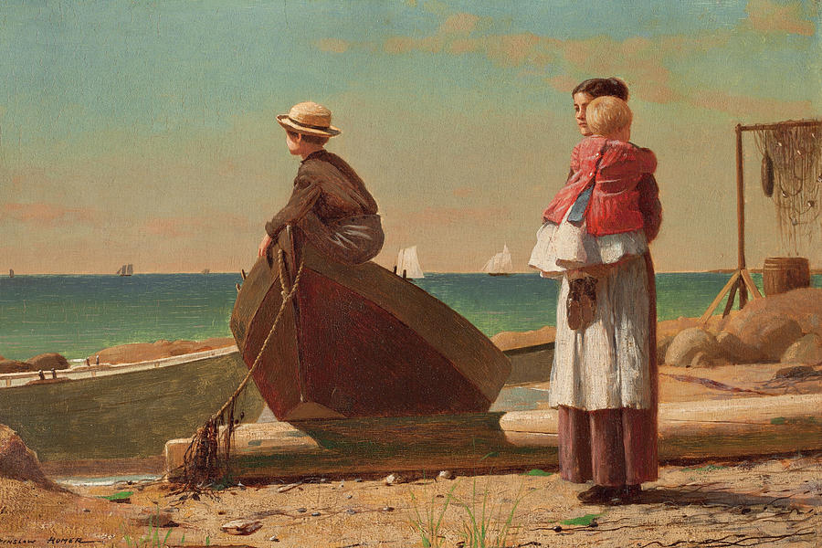 Dads Coming by Winslow Homer 1873 Painting by Winslow Homer