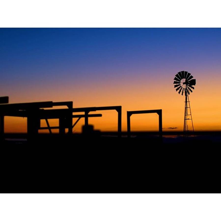 Sunset Photograph - Dads Farm #stockyards #windmill by Dan Eady