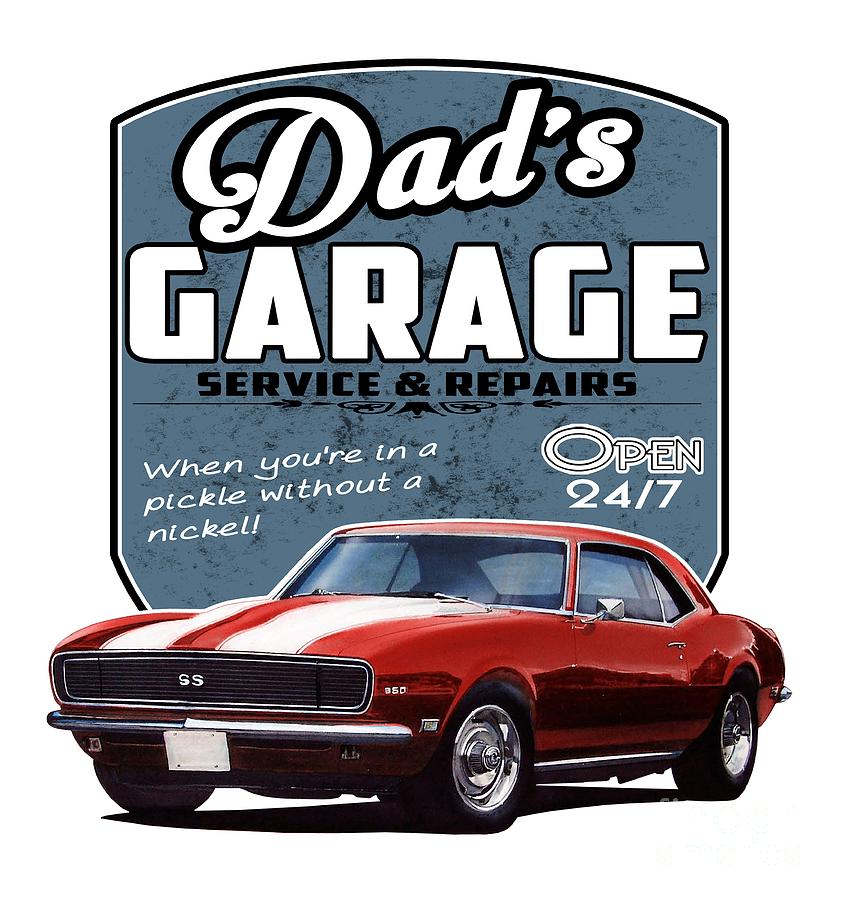 Vintage Digital Art - Dads Garage-1968 Camaro by Paul Kuras