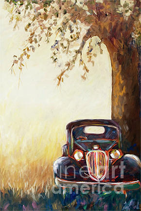 Dads Old Car Painting by Pati Pelz