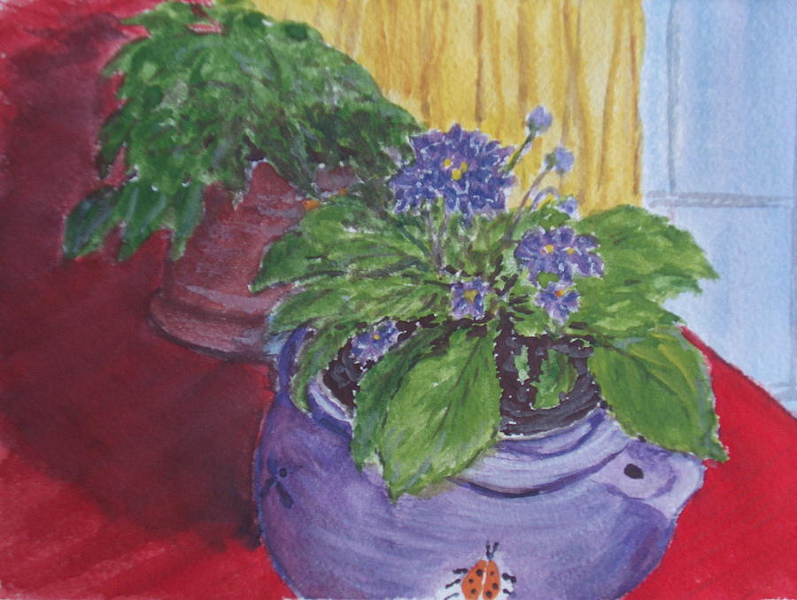 Dads Violets Painting by Pete Maier