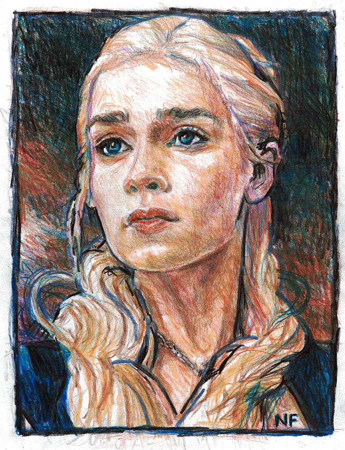 Emilia Clarke Drawing - Daenerys Targaryen - Mother Of Dragons by Neil Feigeles