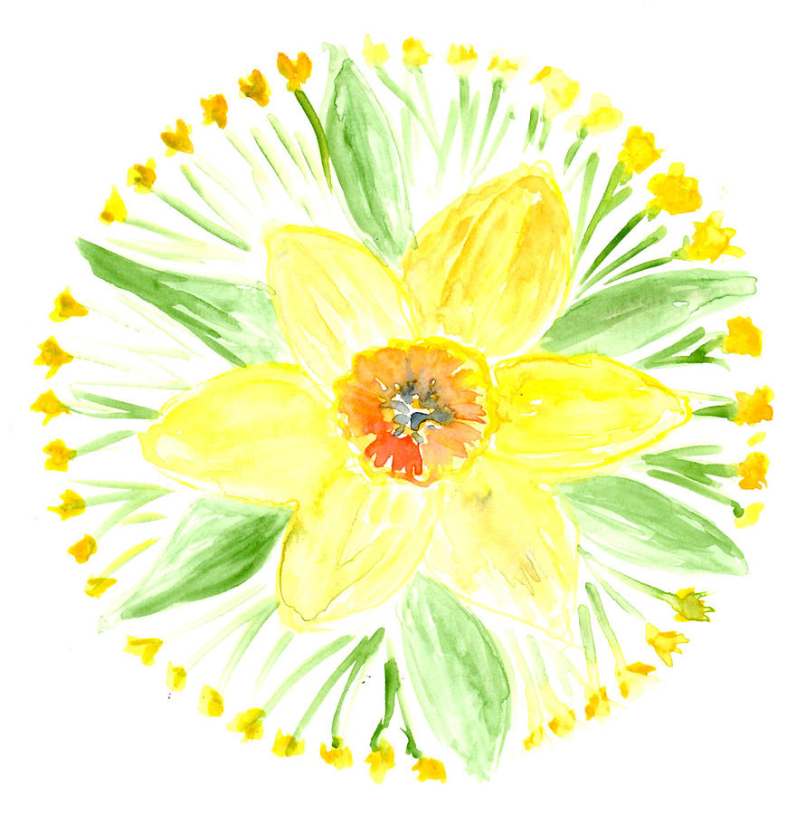 Daffodil Painting - Daffodil Botanical Mandala by Louise Gale
