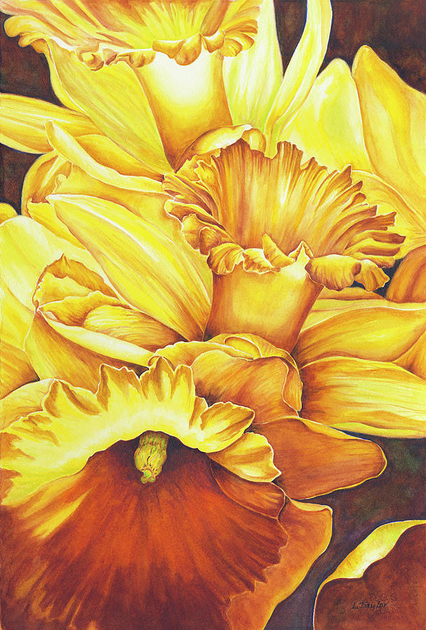 Daffodil Drama Painting by Lori Taylor