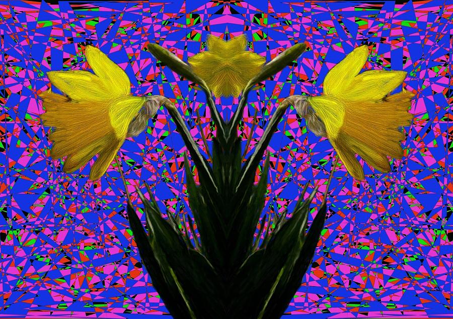 Daffodil over Abstraction Painting by Bruce Nutting