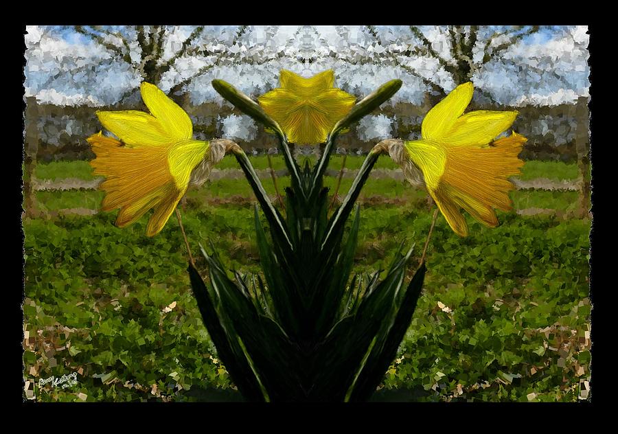 Daffodil Twins Painting by Bruce Nutting