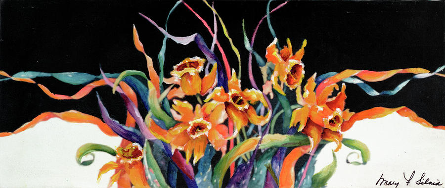 Daffodiles Painting by Mary Silvia