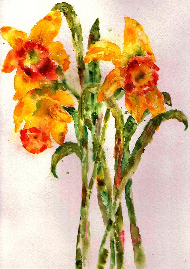 Daffodils Painting by Anne Duke