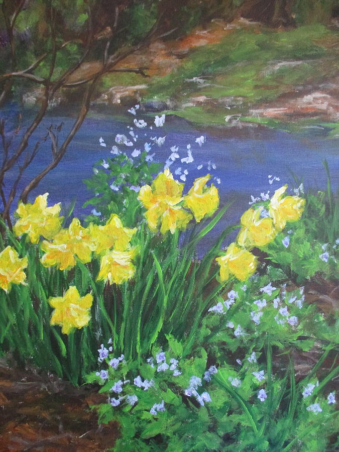 Daffodils By The Stream Painting By Becky Noble Fine Art America   Daffodils By The Stream Becky Noble 