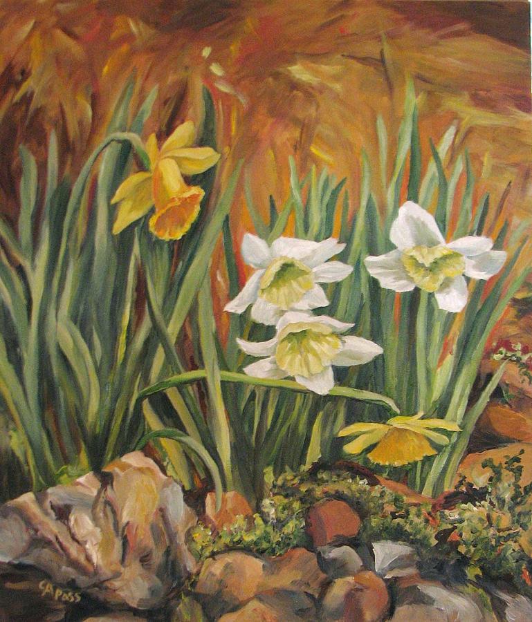 Impressionism Painting - Daffodils by Cheryl Pass