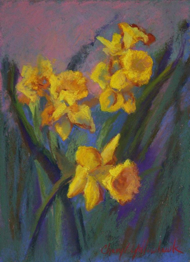 Flower Painting - Daffodil Breeze by Cheryl Yellowhawk Flower Painting - Daffodil Breeze by Cheryl Yellowhawk