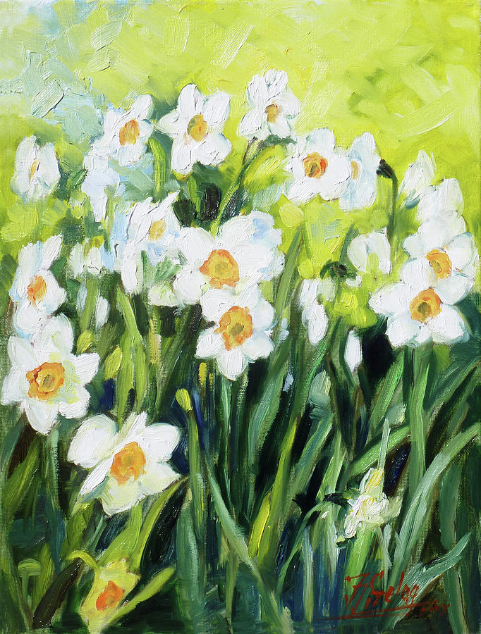 Daffodils Painting by Irek Szelag