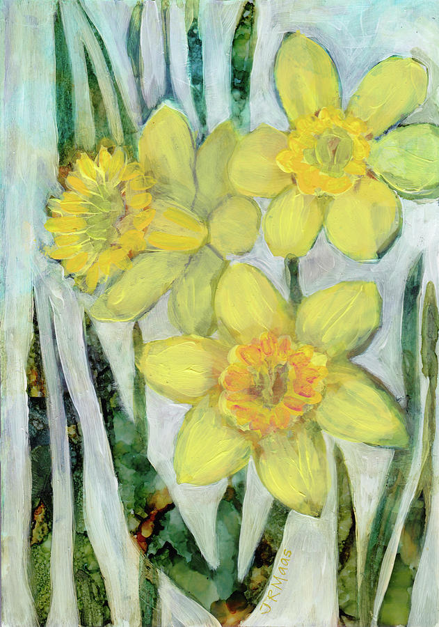 Daffodils Painting by Julie Maas