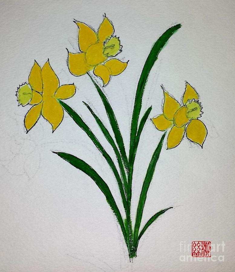 Daffodils Painting by Margaret Welsh Willowsilk