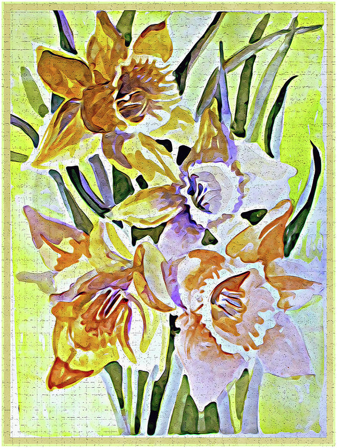 Daffodils of March Painting by Mindy Newman