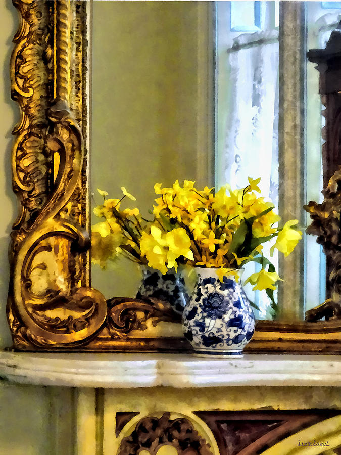 Daffodils on Mantelpiece Photograph by Susan Savad