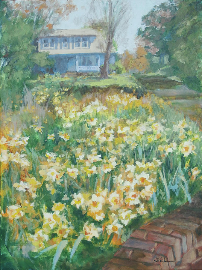 Wild Flowers Painting - Daffodils on the Corner by Carol Strickland Wild Flowers Painting - Daffodils on the Corner by Carol Strickland