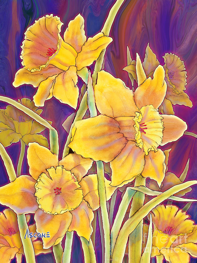 Flower Mixed Media - Daffodils by Teresa Ascone