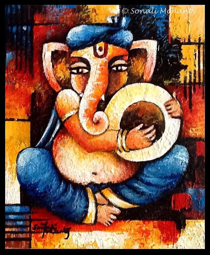 Dafli wale Ganesha Painting by Sonali Mohanty - Fine Art America