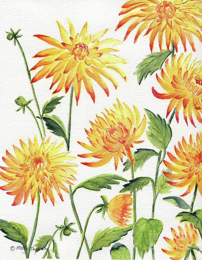 Dahlia Flowers 1 Painting by Melly Terpening
