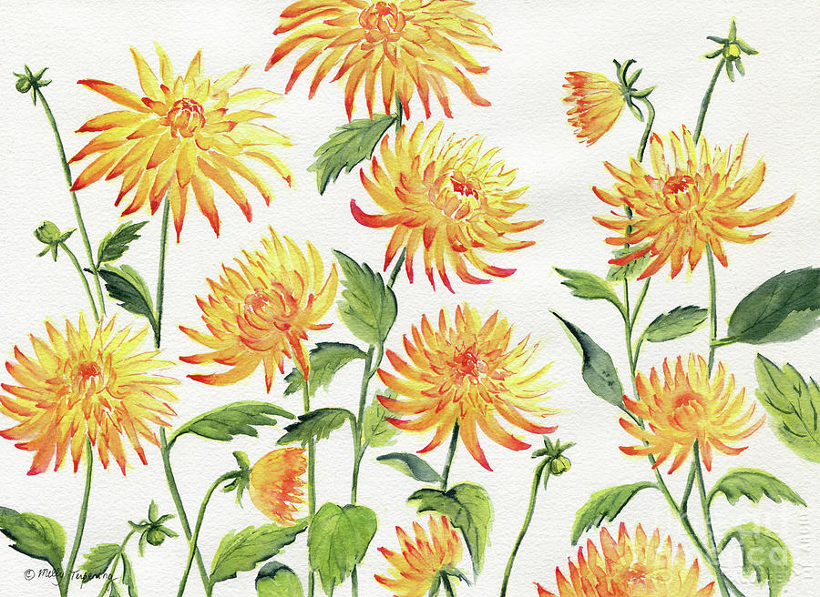 Dahlia Flowers 2 Painting by Melly Terpening
