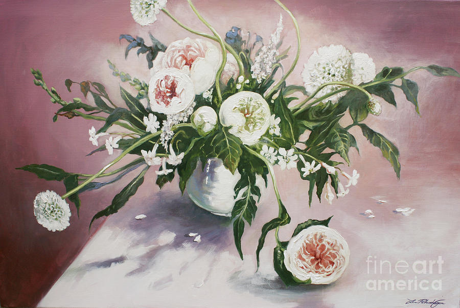 Dahlia Vase  Painting by Lin Petershagen