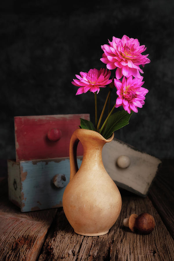 Flower Photograph - Dahlias and Drawers by Tom Mc Nemar