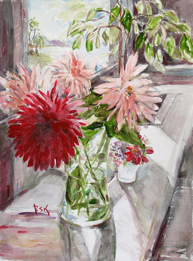 Flower Painting - Dahlias by Becky Kim
