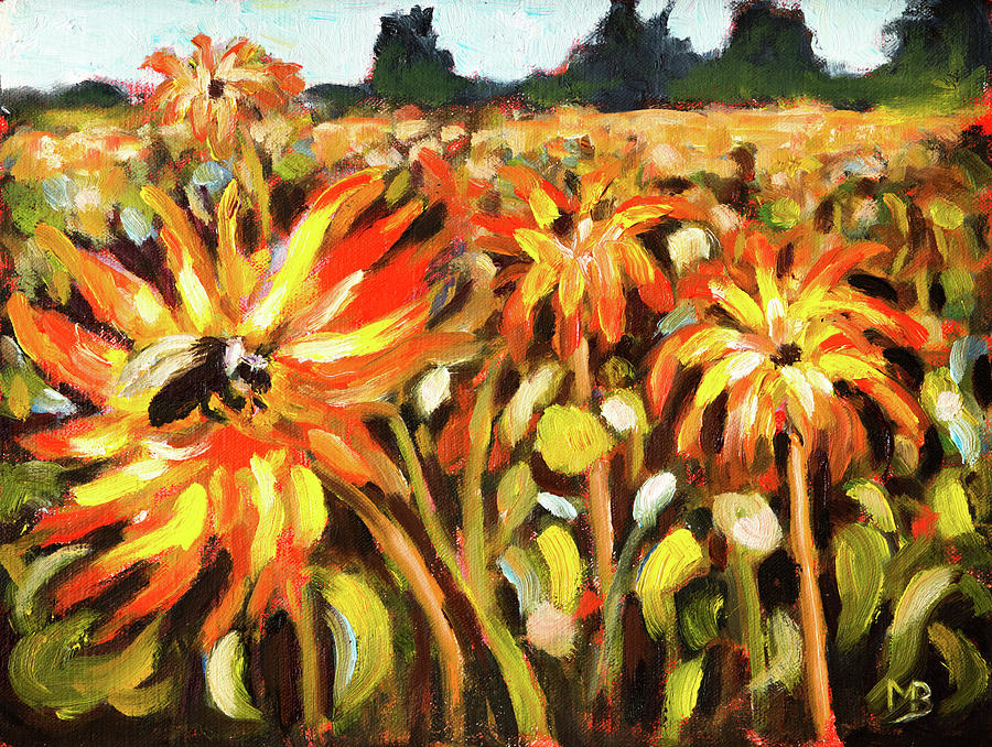 Dahlias Galore Painting by Mike Bergen