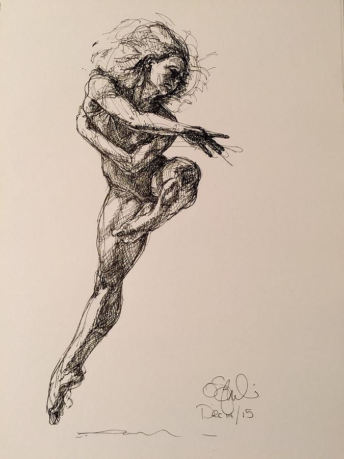 Daily Dancer Doodle Drawing by Olga Szkabarnicki
