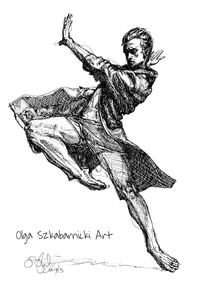 Polunin Drawing - Daily Dancer Drawing Sergei Polunin by Olga Szkabarnicki