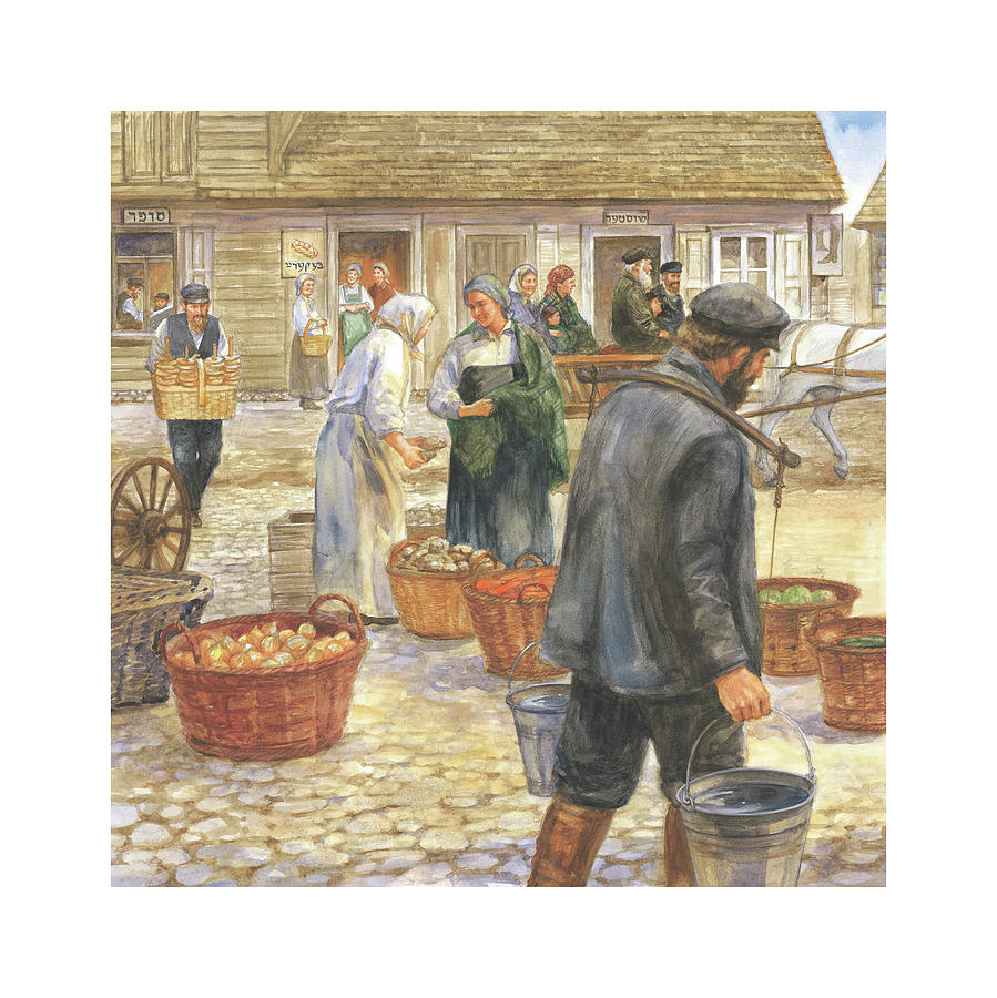 Daily Life Painting - Daily Life in the Shtetl by Laurie McGaw