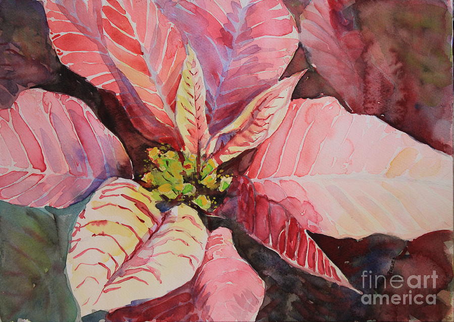 Christmas Painting - Daily Poinsettia #3 by Marsha Reeves
