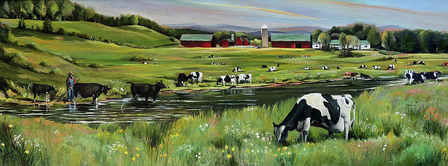 Dairy Farm Dream Painting by Nancy Griswold