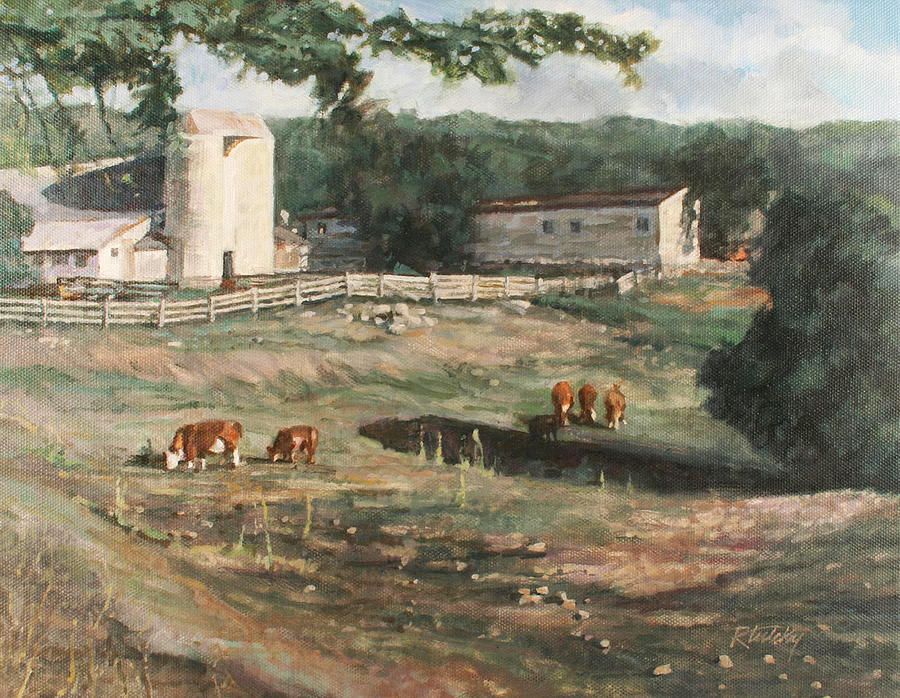 Cow Painting - Dairy Farm On Route 34 by Robert Tutsky