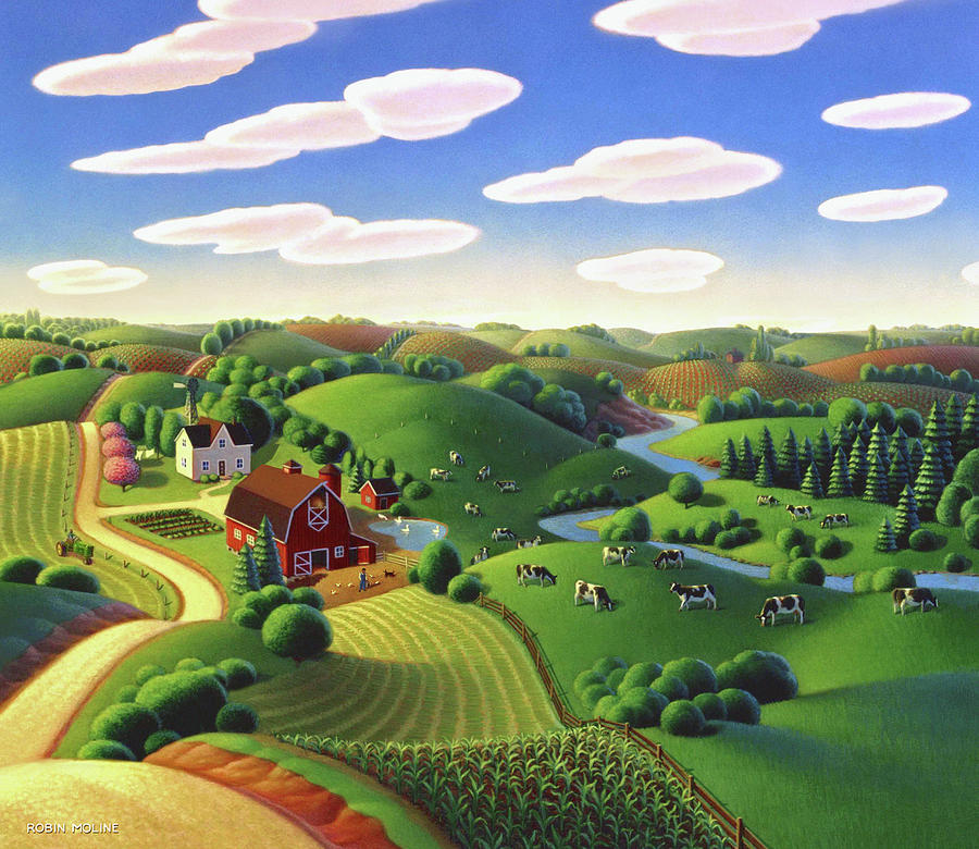 Dairy Farm  Painting by Robin Moline