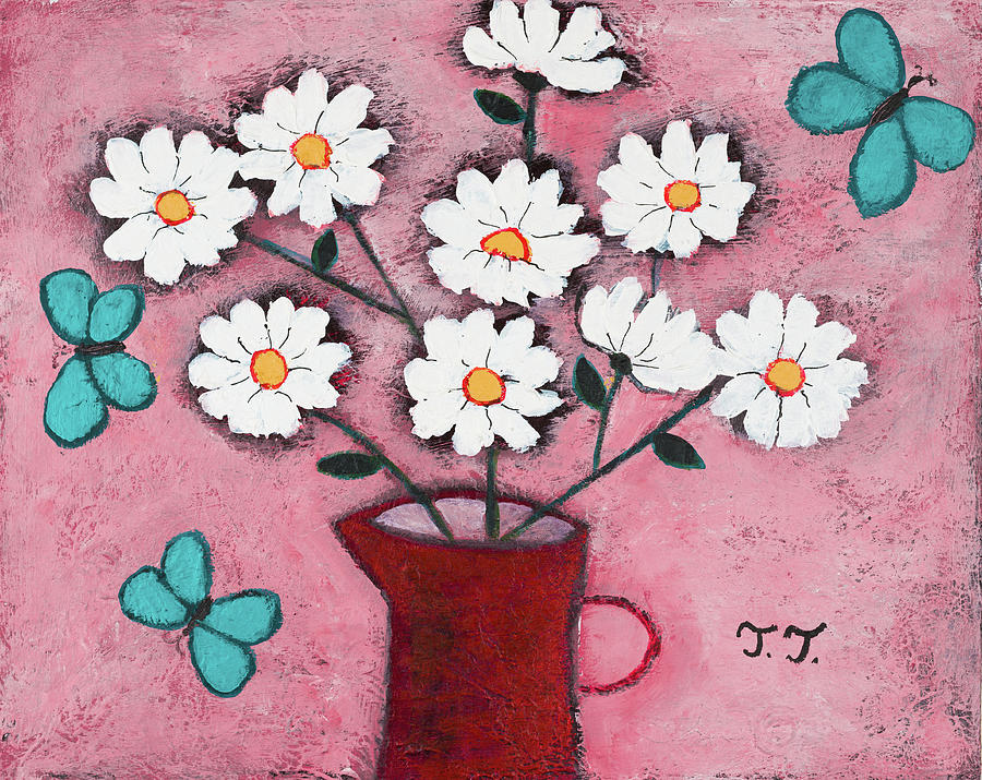 Daisies and Friends Painting by Teodora Totorean