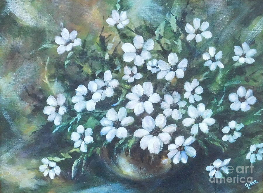 Daisies Dont Tell Painting by Joan Clear