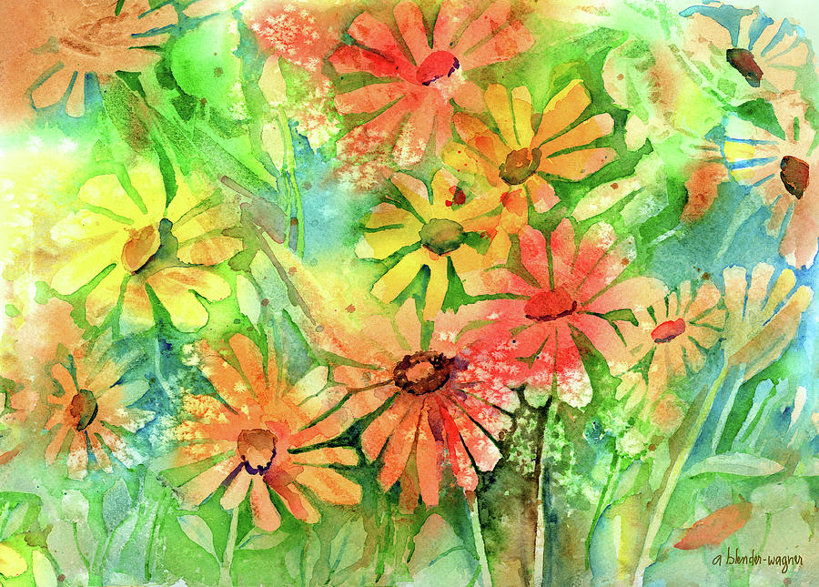 Daisies Growing Wild Painting by Arline Wagner