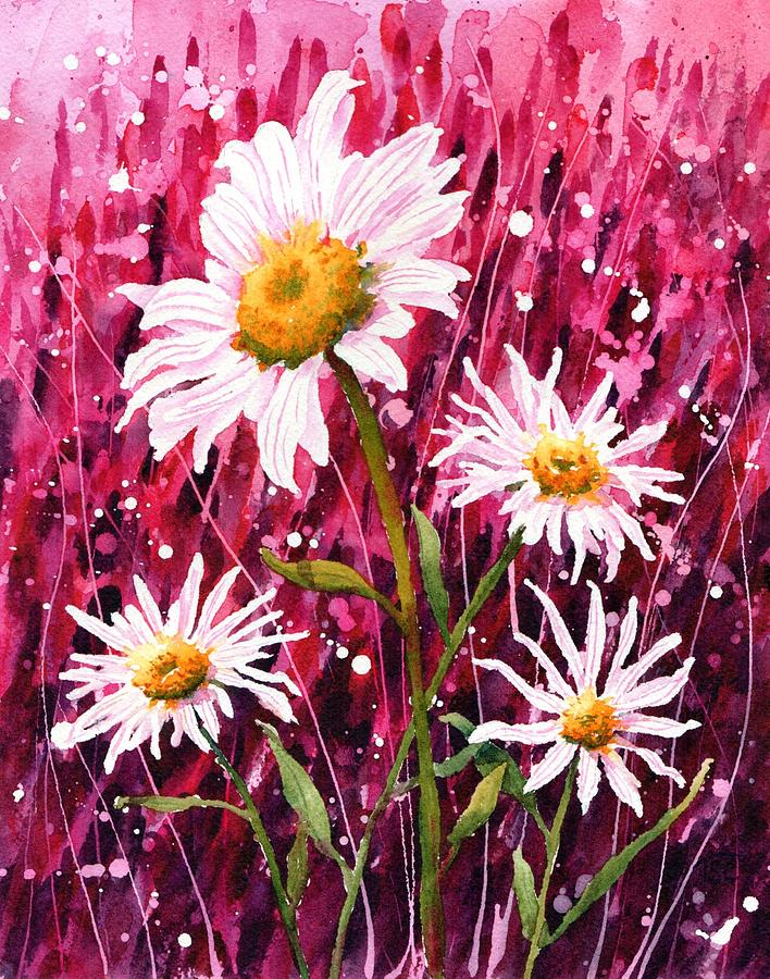 Daisies in Pink Painting by Tammy Crawford