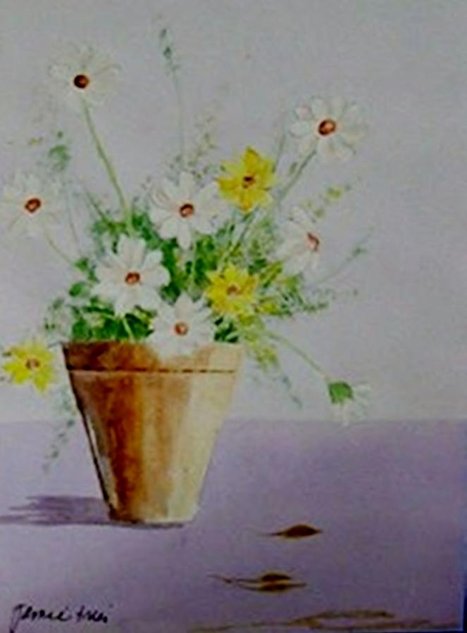 Daisies in Pot Painting by Jamie Frier