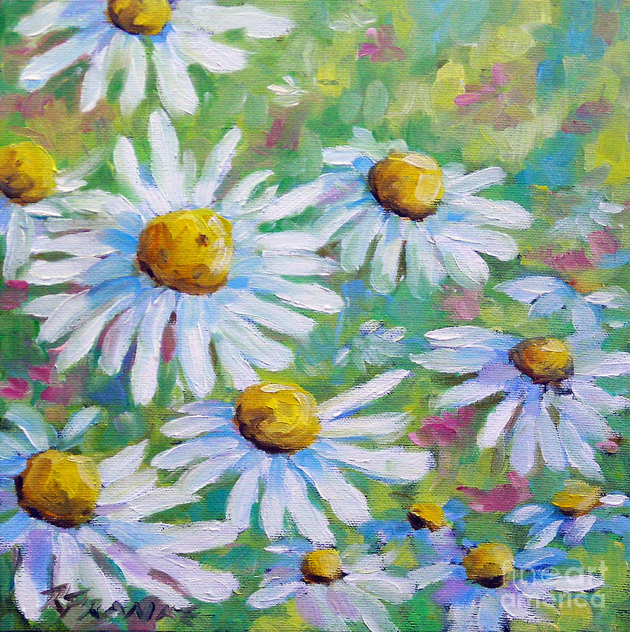 Daisies in Spring Painting by Richard T Pranke