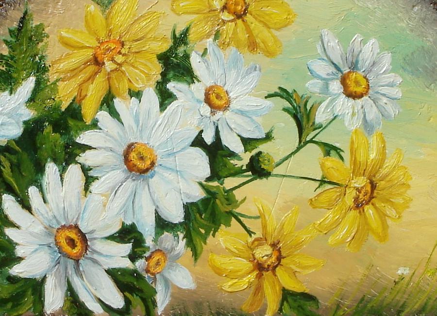 Daisies in the sky Painting by Sorin Apostolescu
