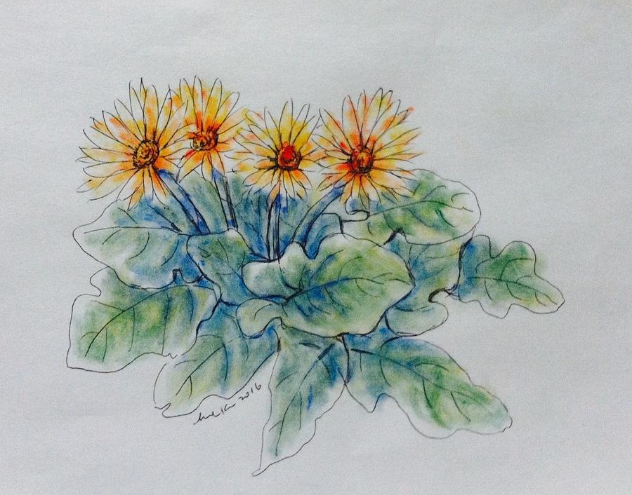 Daisy flower pp Painting by Hae Kim