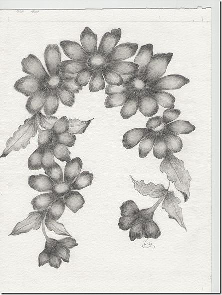 Flowers Drawing - Daisy Garland by Vicki Thompson Flowers Drawing - Daisy Garland by Vicki Thompson