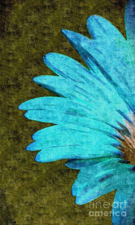 Daisy In Aqua And Olive  Painting by Jacqueline McReynolds